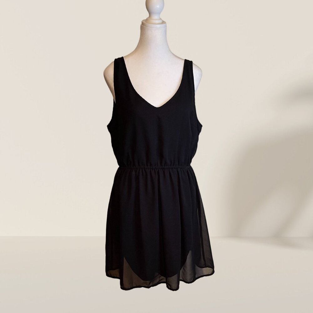 H&M Divided Black Sleeveless Chiffon Mini Dress – Size 14